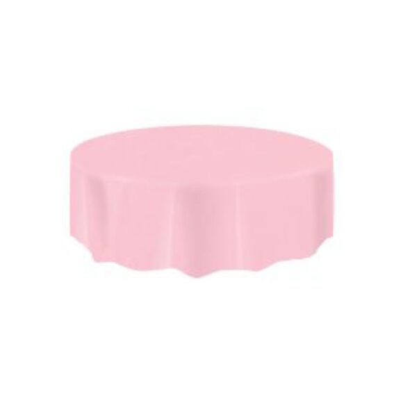 6-Pack 84" Round Neon Pink Plastic Reusable, Waterproof TableCover Party Pink - Picture 1 of 2